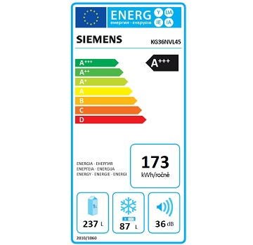 Siemens KG36NVL45 spotřeba energie